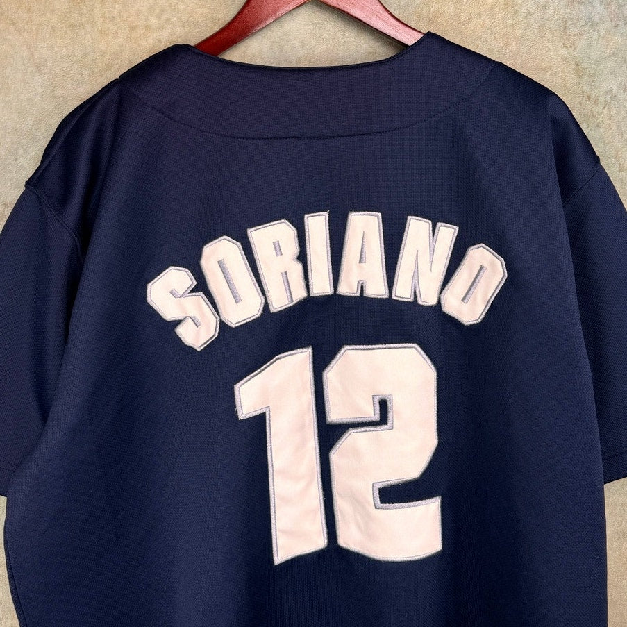 2003 New York Yankees Alfonso Soriano Jersey Sz XL Navy Blue #12 Stitched MLB
