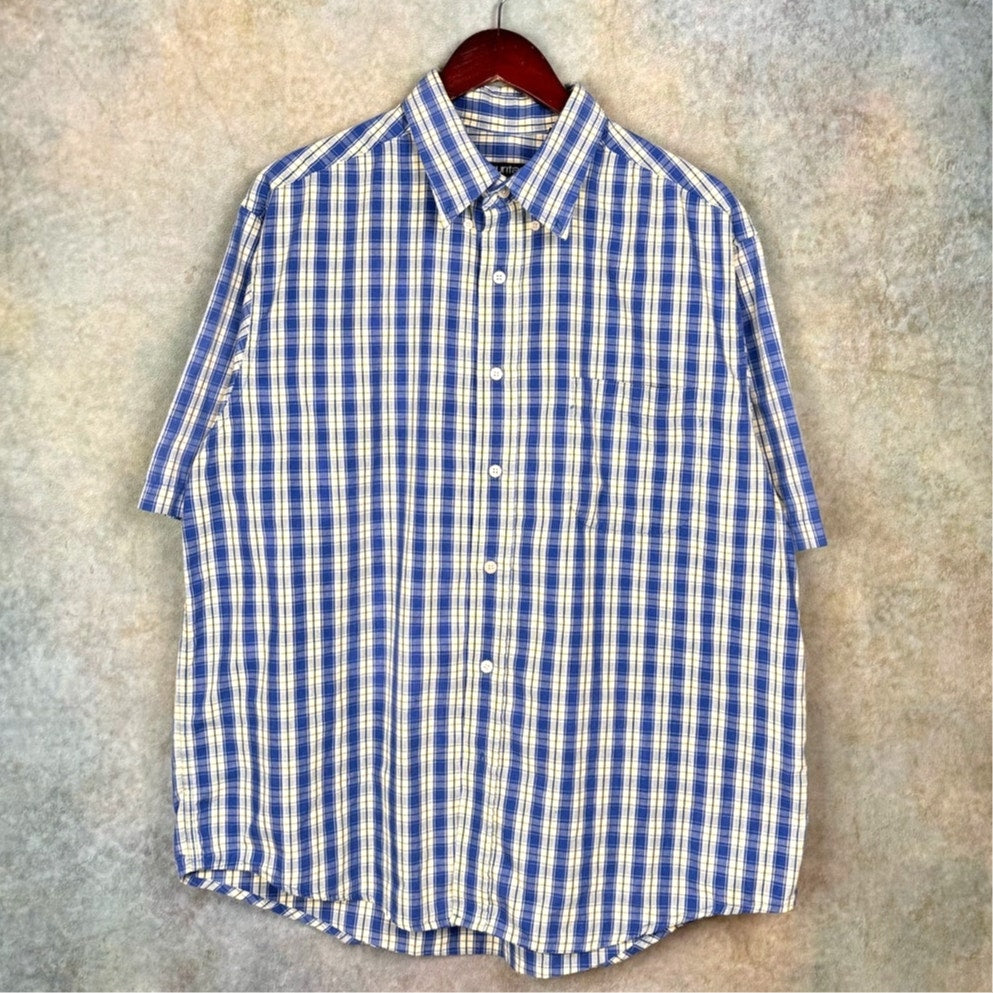 VTG 90s Puritan Plaid Short Sleeve Shirt L