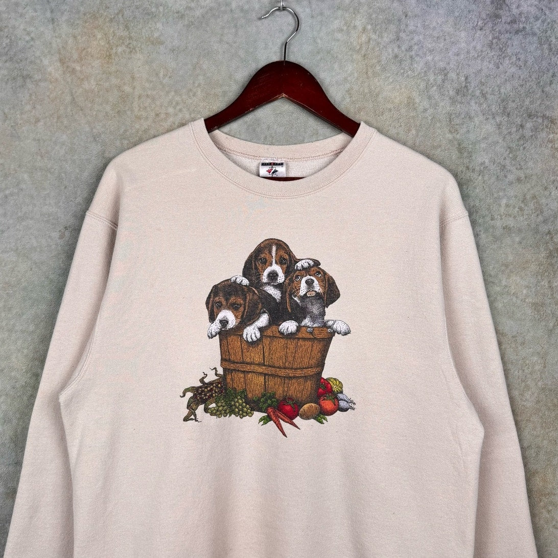 VTG 90s Beagle Puppy Dog Sweatshirt M