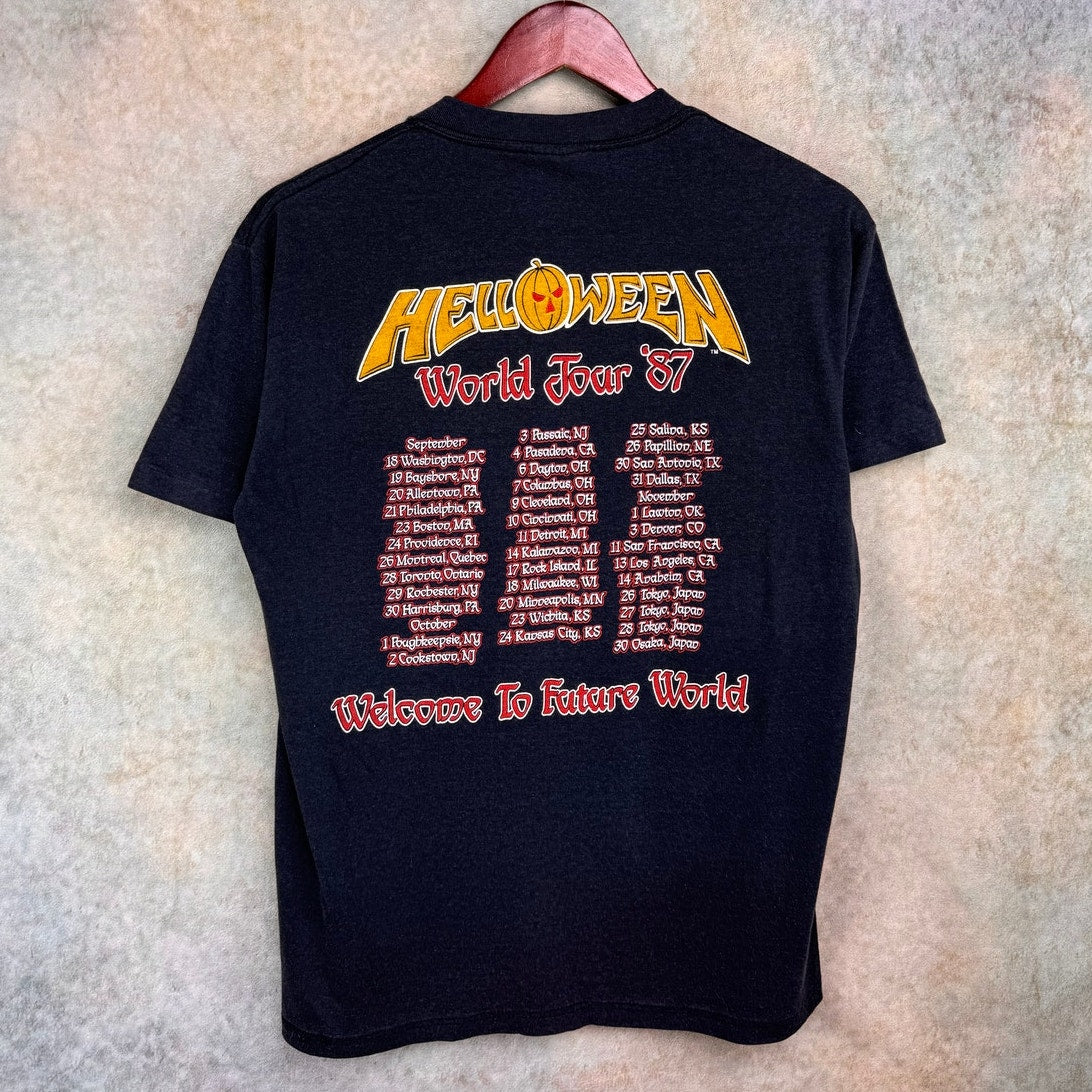 Vintage 1987 Helloween World Tour T Shirt Sz L Welcome To The Future Metal Band