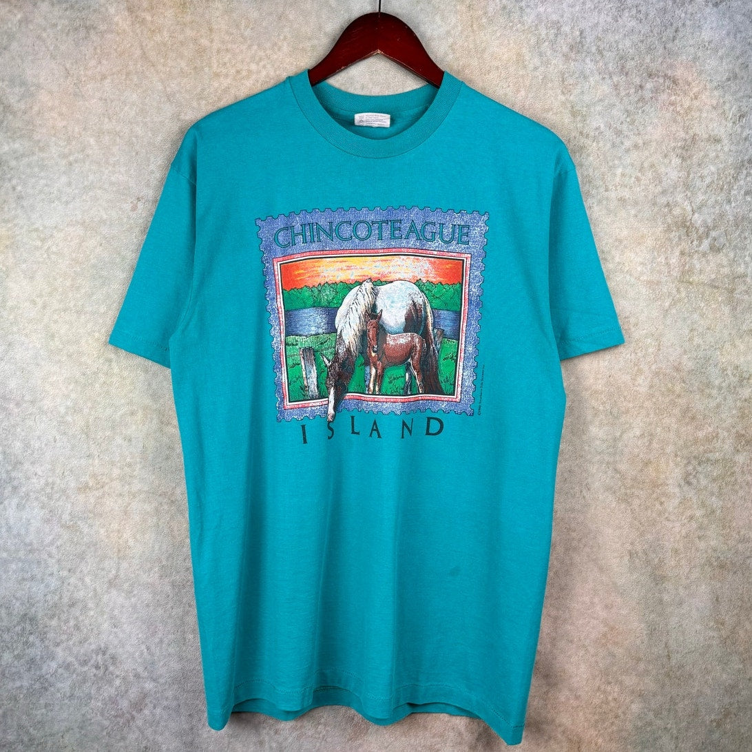 VTG 80s Chincoteague Horse T Shirt L
