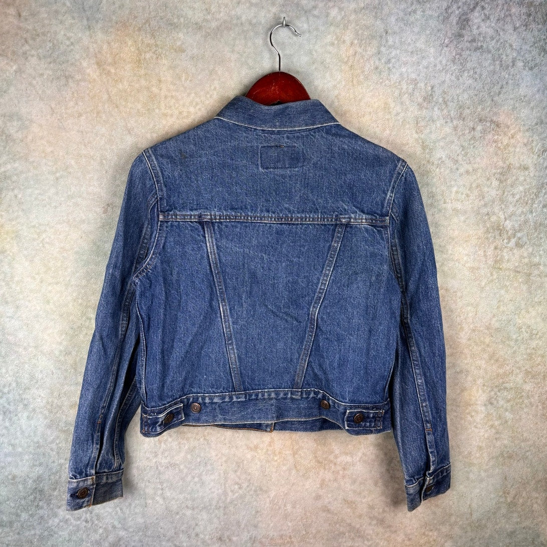 VTG 90s Levis Denim Patch Jacket Sz L