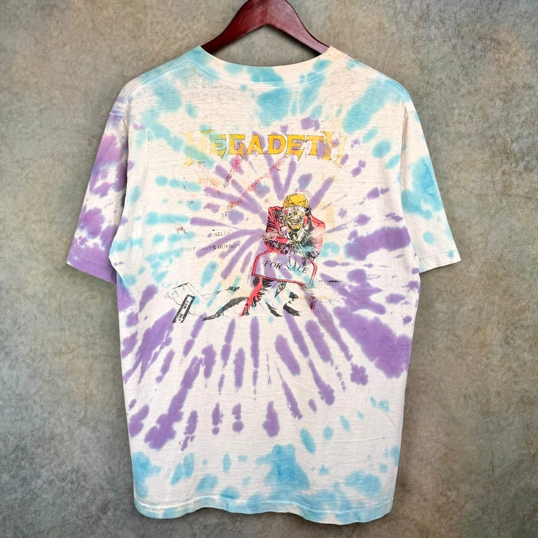 VINTAGE MEGADETH PEACE SELLS 1986 BAND T SHIRT SZ L SINGLE STITCH METAL TIE DYE