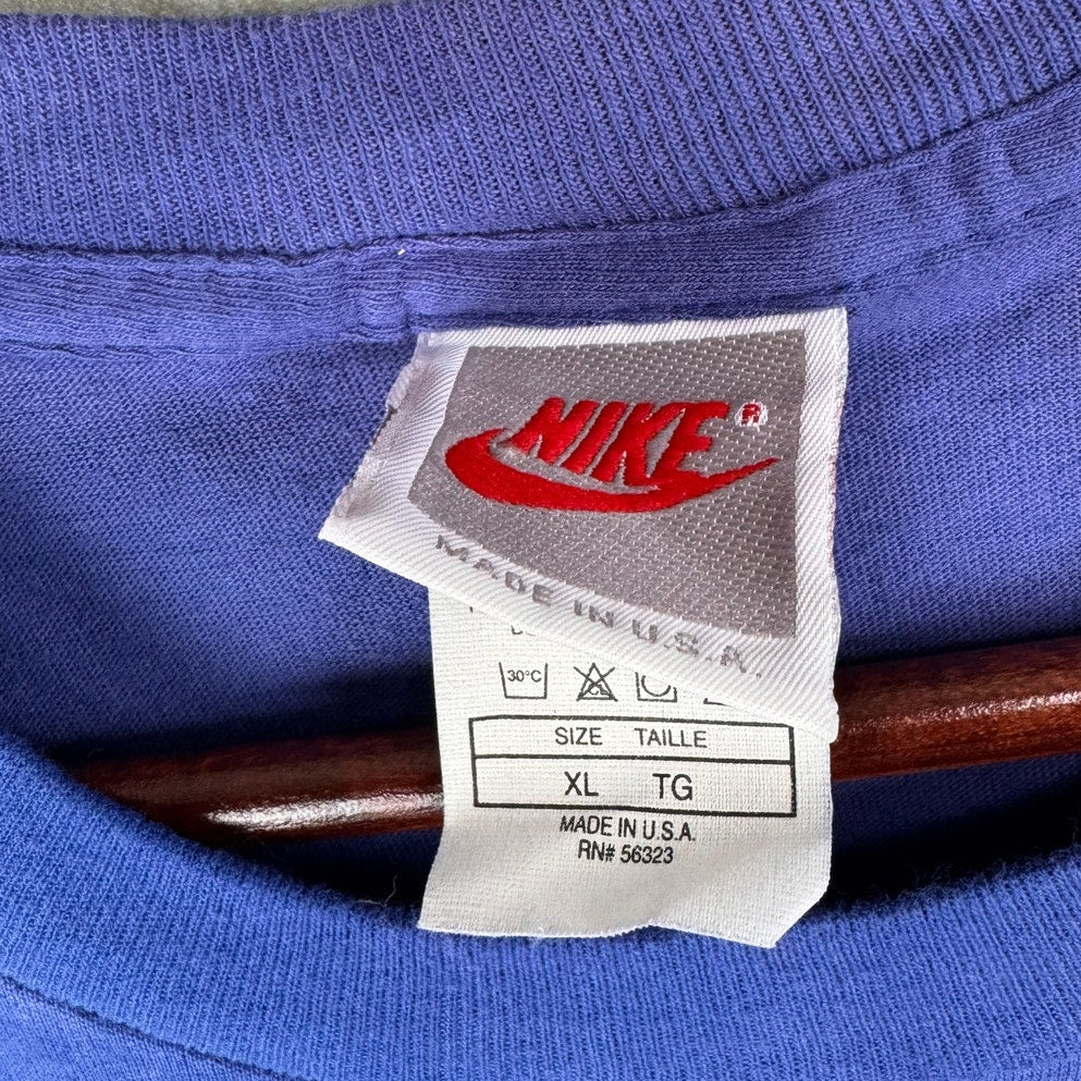 Vintage 80s Nike T Shirt Sz XL Blue Just Do It Logo Gray Tag USA Made Retro