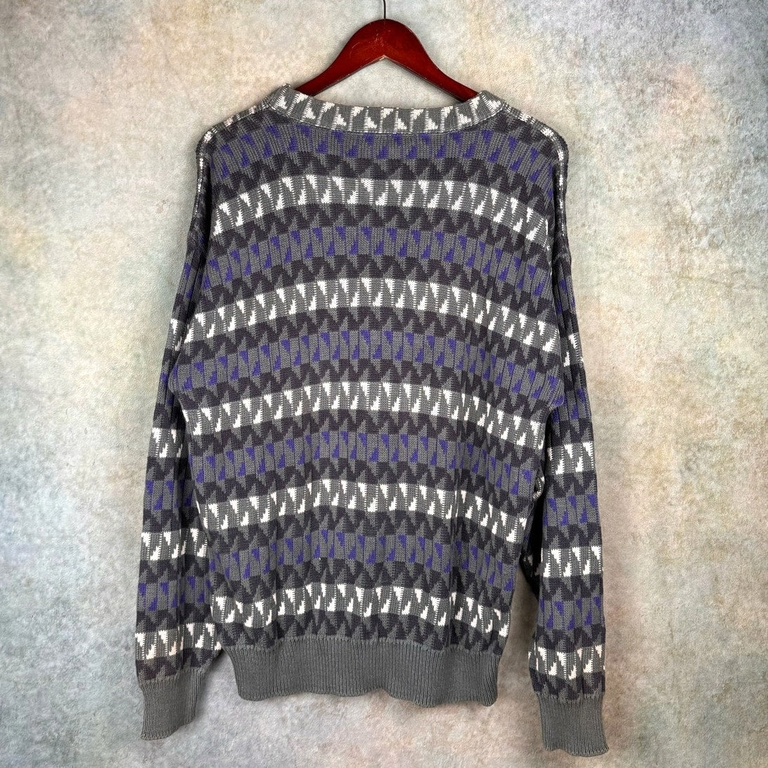 VTG 90s Striped Knit Sweater L