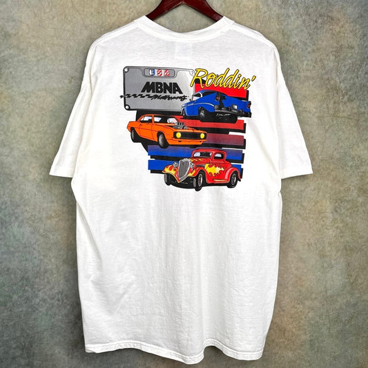 VTG 90s MBNA Motorsports Hot Rods T Shirt XL