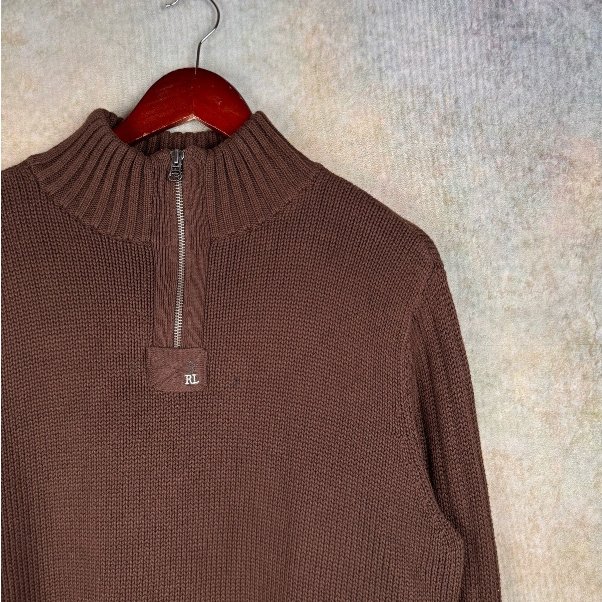 VTG 90s Polo Jeans Co Knit Q Zip Sweater L