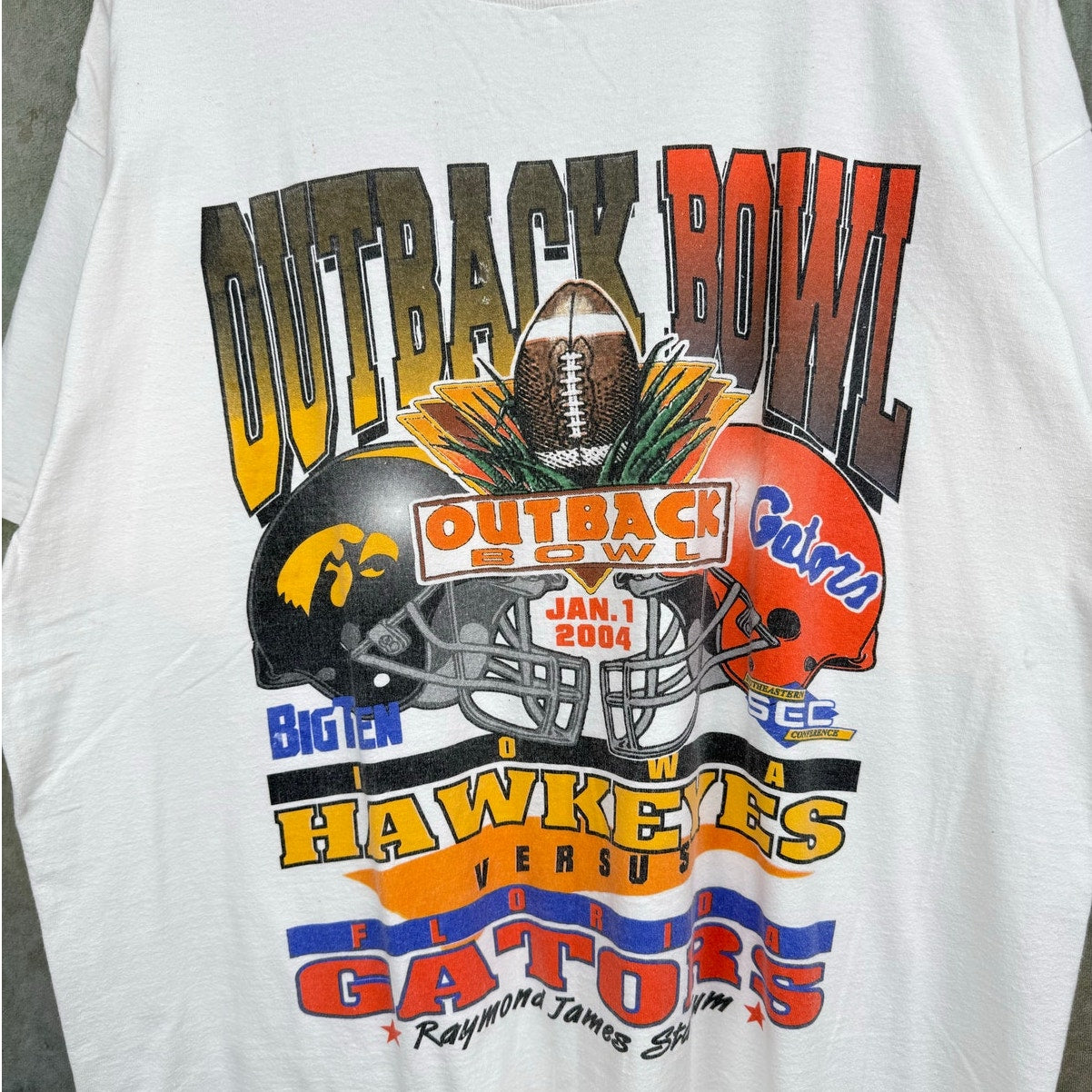 VTG 2004 Florida Gators NCAA Outback Bowl T Shirt XL