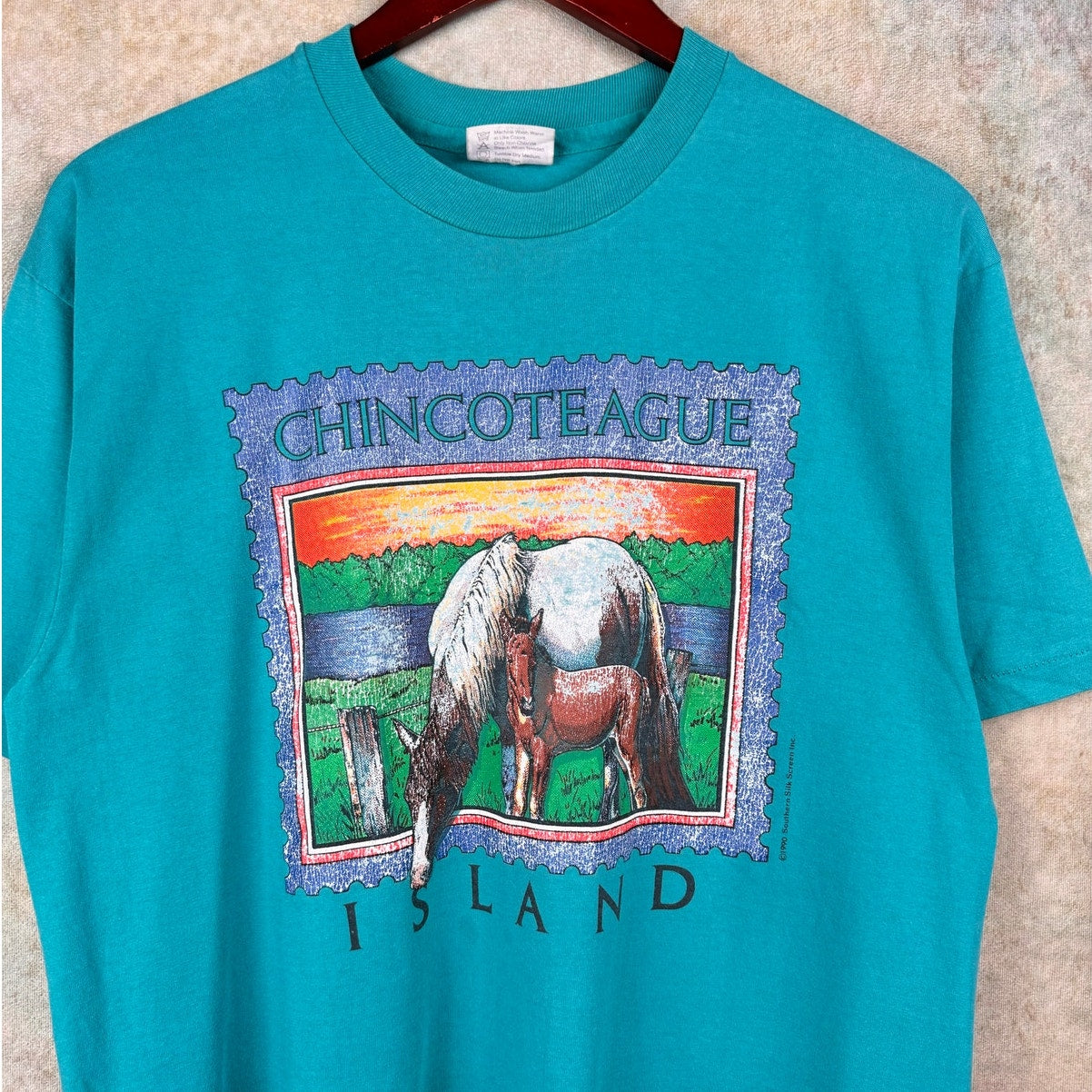 VTG 80s Chincoteague Horse T Shirt L