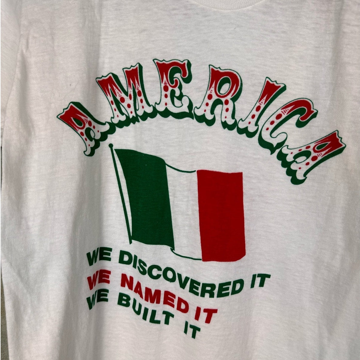 VTG 80s Italian American Pride T Shirt S