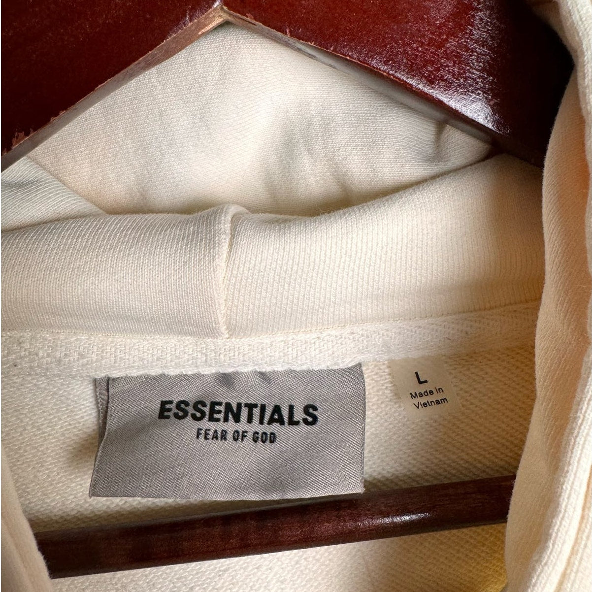 Fear of God Essentials Creme Hoodie Sweatshirt Sz L