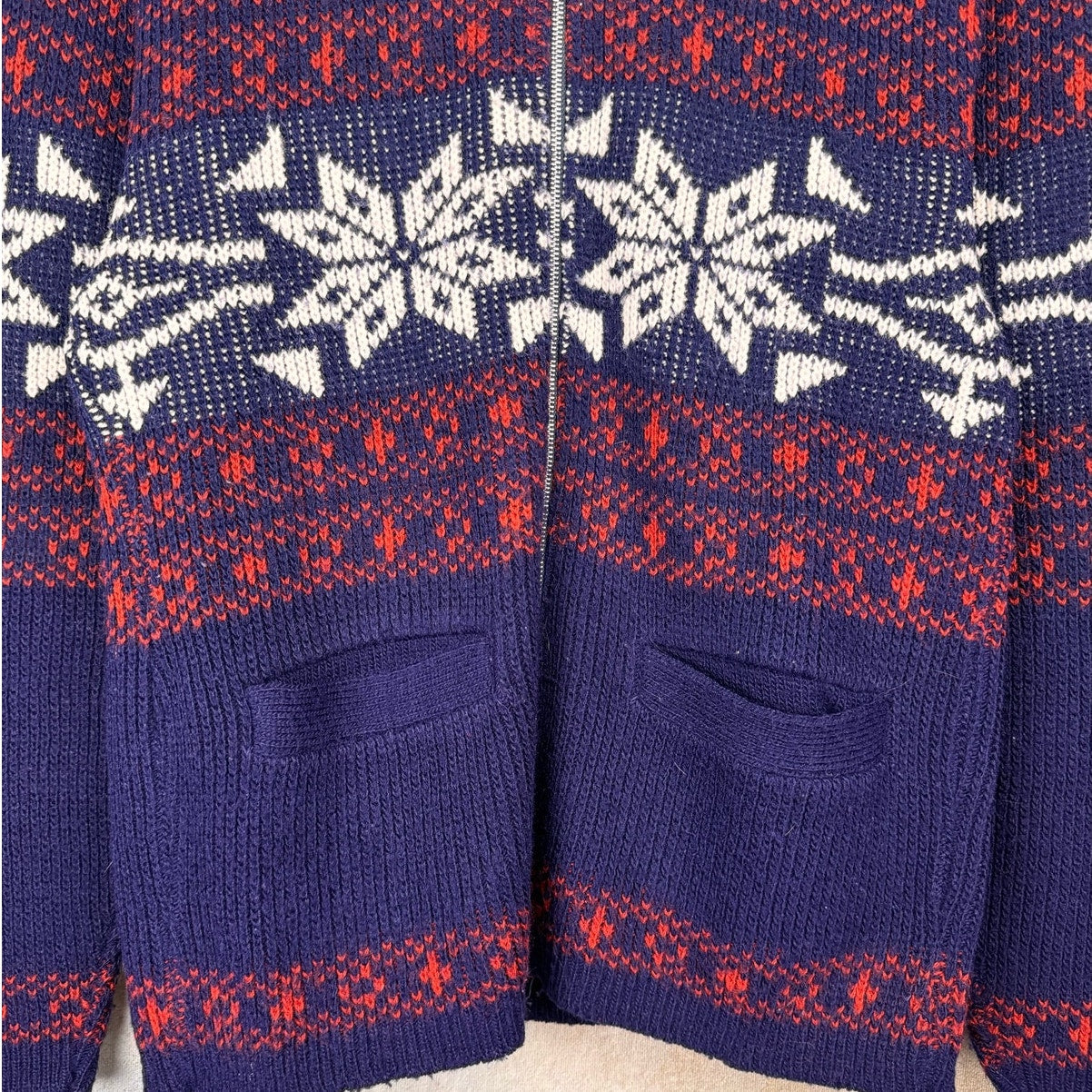 VTG 80s Knit Full Zip Jacket M