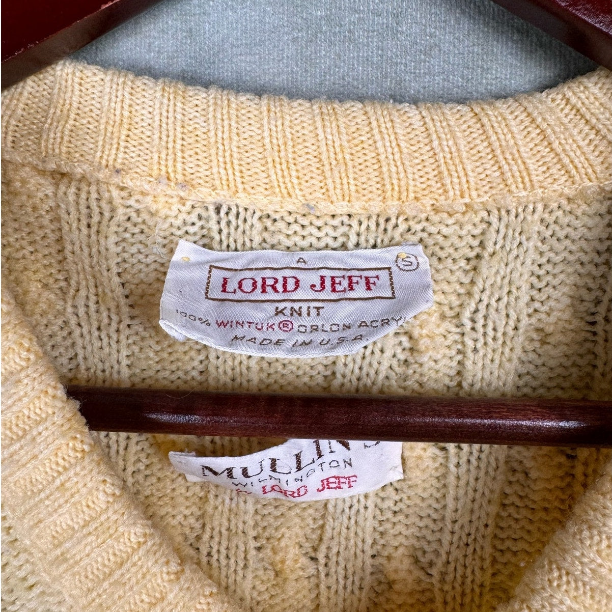 VTG 80s Lord Jeff Cable Knit Sweater S