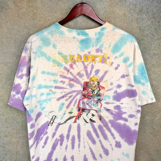 VINTAGE MEGADETH PEACE SELLS 1986 BAND T SHIRT SZ L SINGLE STITCH METAL TIE DYE