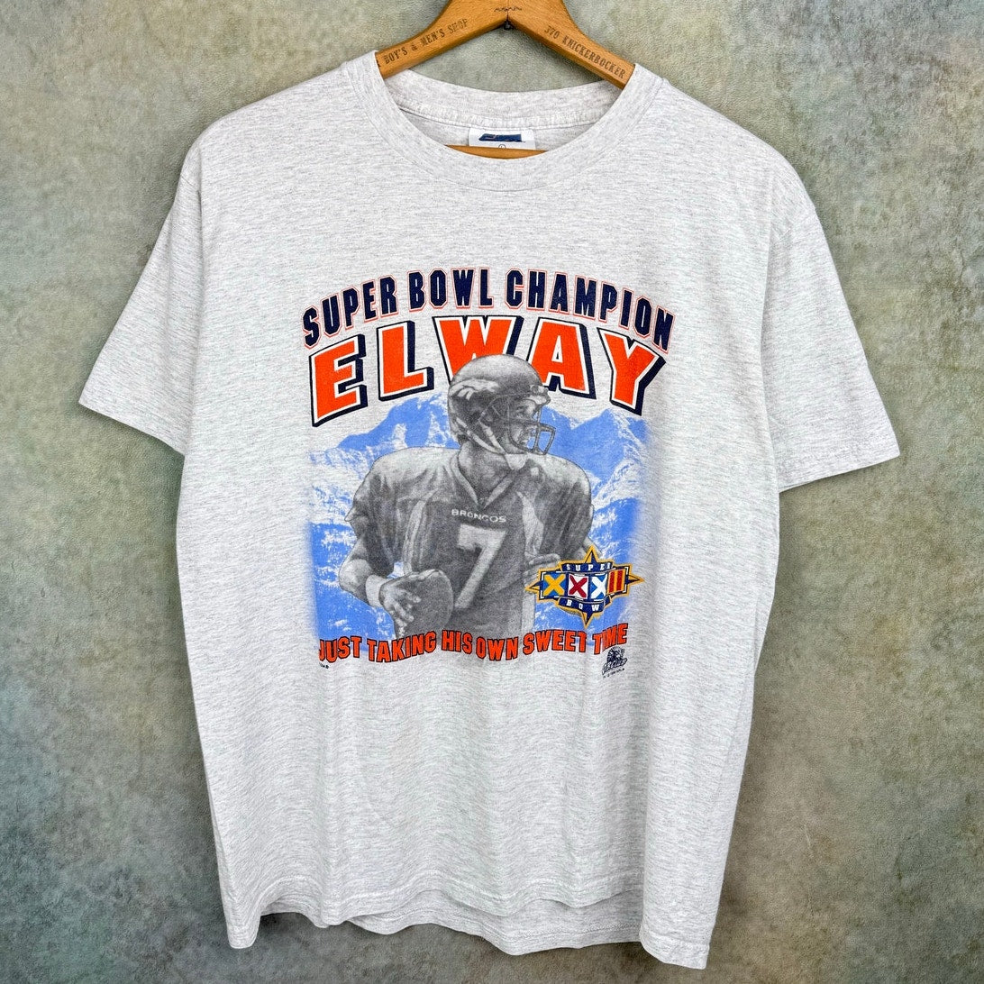 VTG 1996 Denver Broncos John Elway Super Bowl Tee L