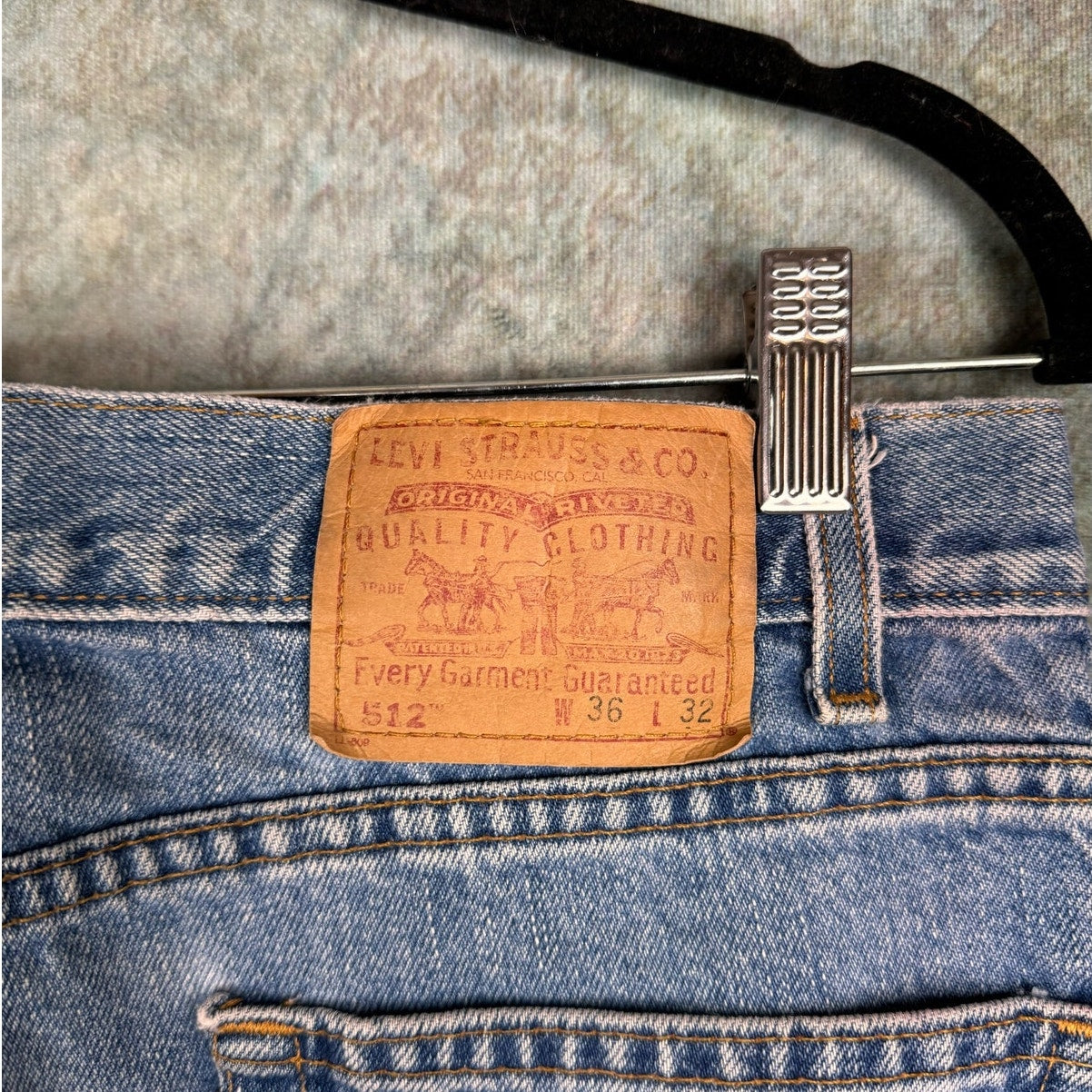 VTG 90s Levis 512 Denim Jeans 36x32 Slim Fit Tapered Leg