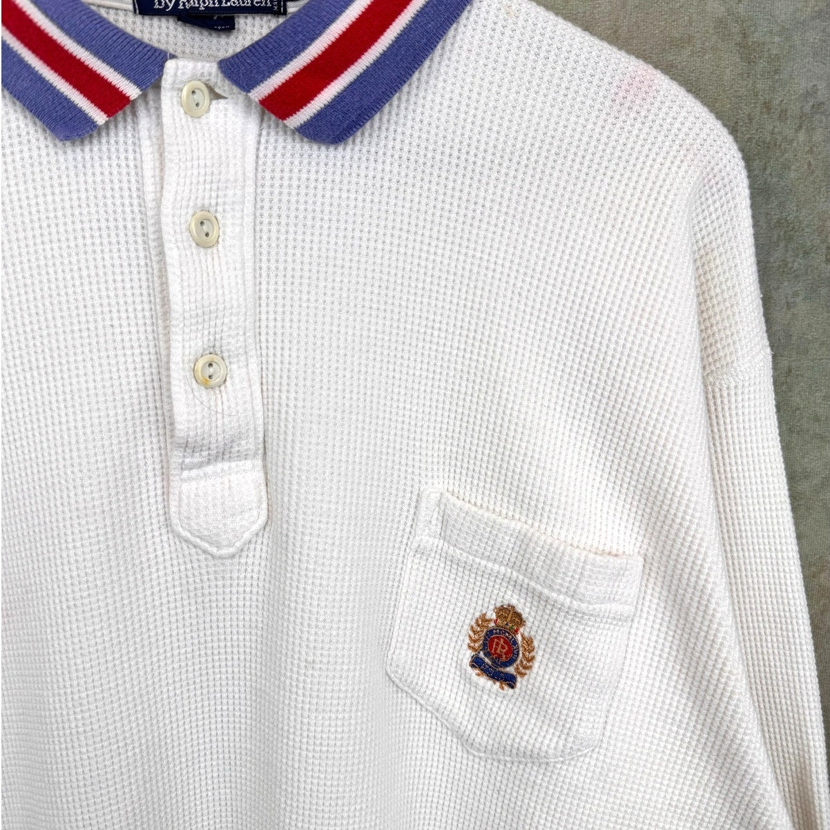VTG 90s Polo Ralph Lauren Cookie Crest Thermal Shirt XL