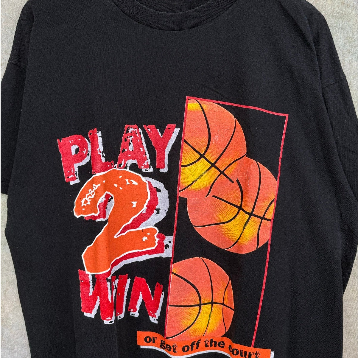 VTG 90s PLAY 2 Win OR GET OFF COURT Tee XL