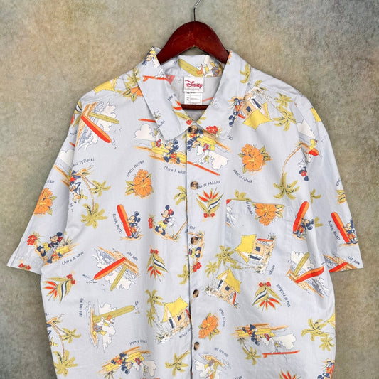 Y2K Disney Hawaiian Button Up Shirt XL