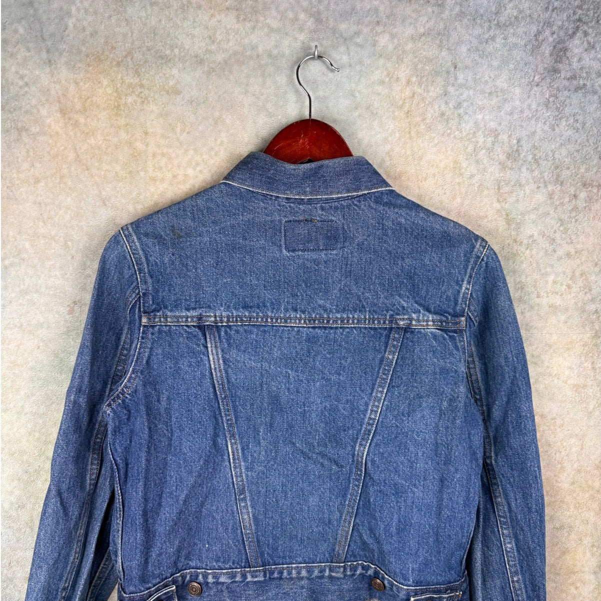 VTG 90s Levis Denim Patch Jacket Sz L