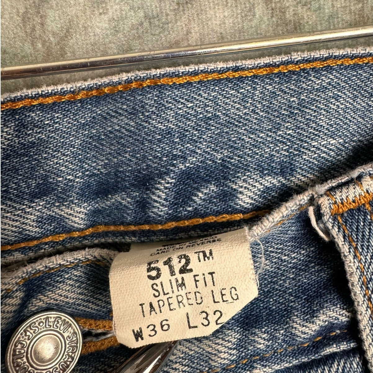 VTG 90s Levis 512 Denim Jeans 36x32 Slim Fit Tapered Leg