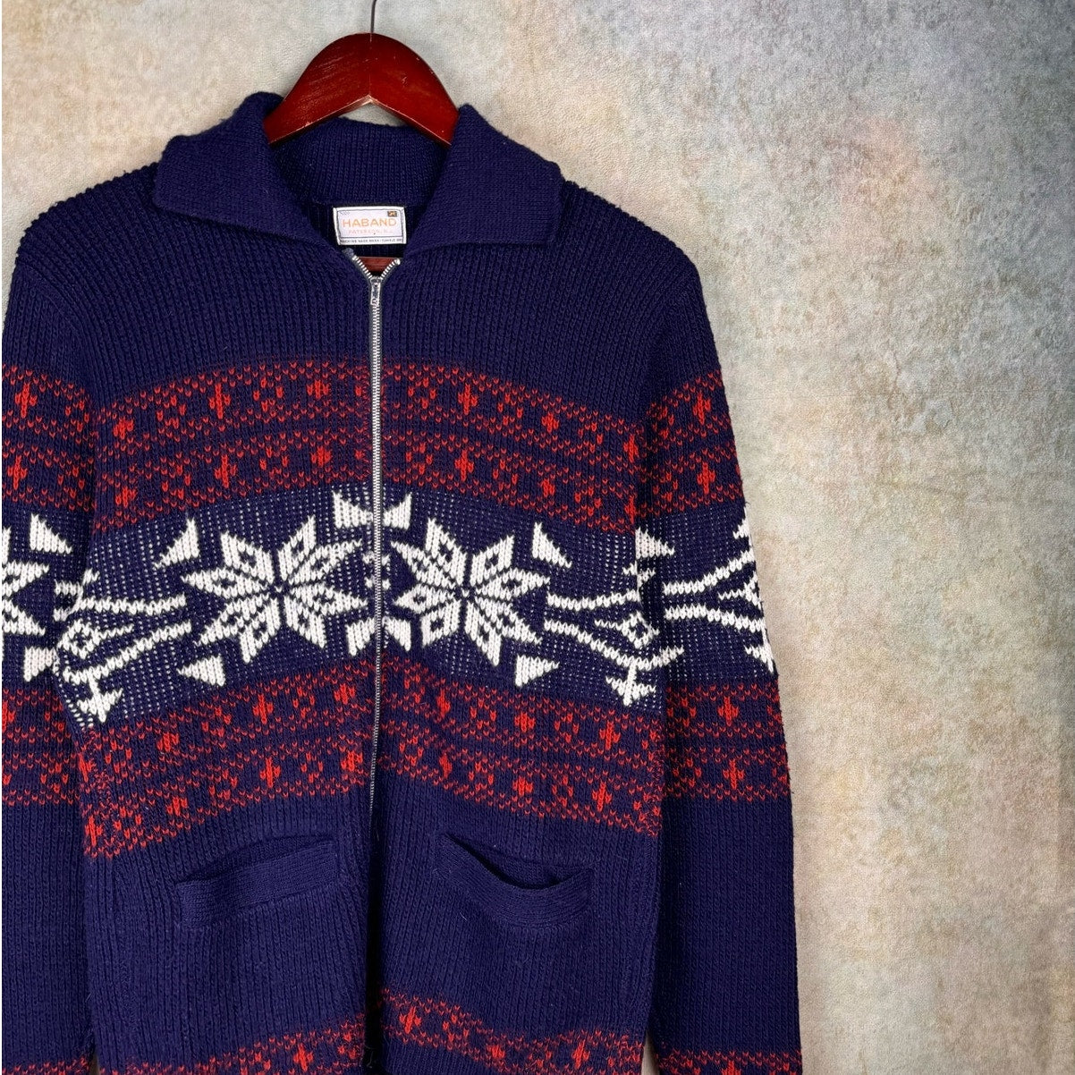 VTG 80s Knit Full Zip Jacket M