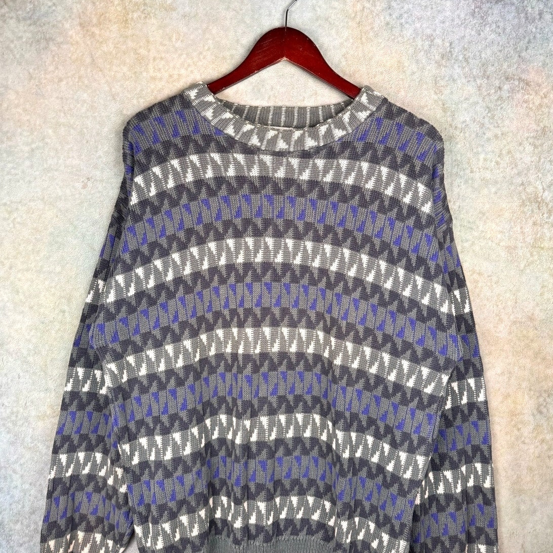 VTG 90s Striped Knit Sweater L
