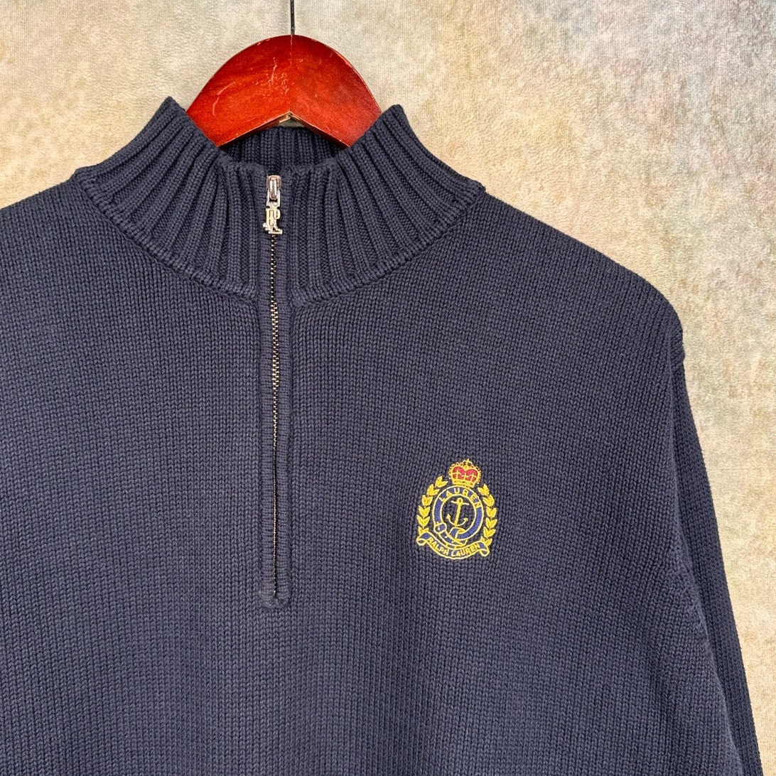 VTG 90s Ralph Lauren Cookie Crest Sweater M