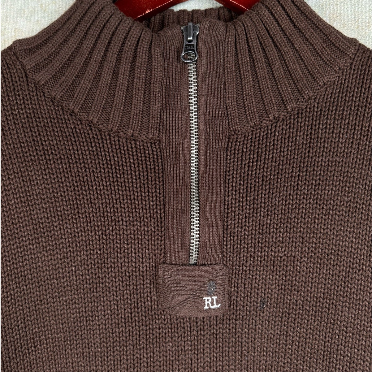 VTG 90s Polo Jeans Co Knit Q Zip Sweater L