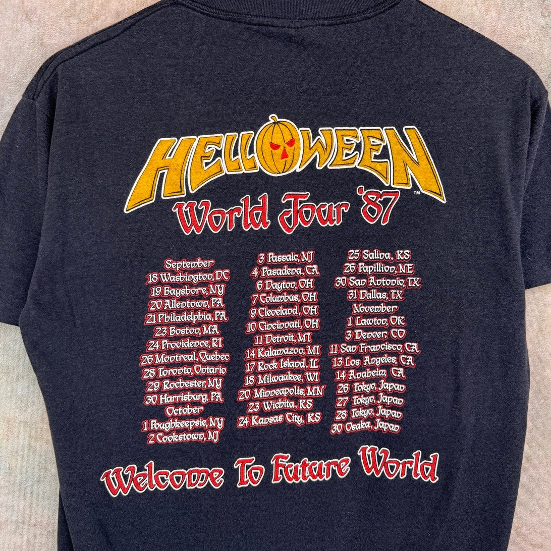 Vintage 1987 Helloween World Tour T Shirt Sz L Welcome To The Future Metal Band