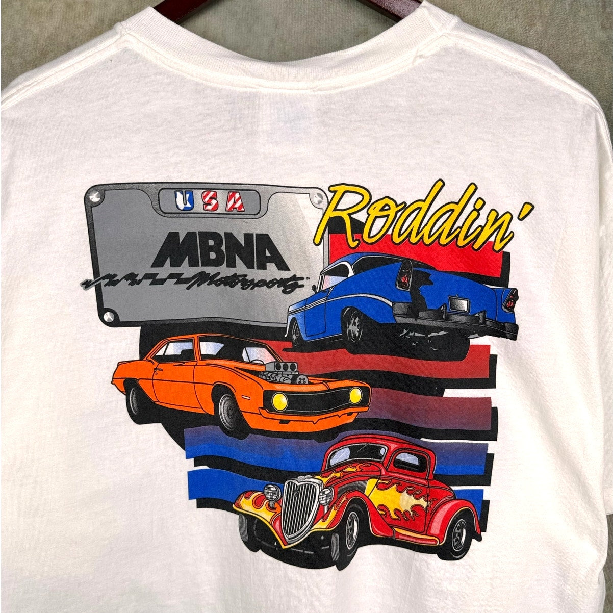 VTG 90s MBNA Motorsports Hot Rods T Shirt XL