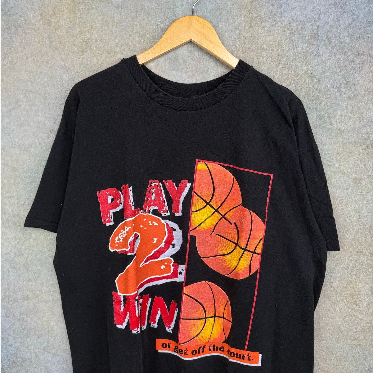 VTG 90s PLAY 2 Win OR GET OFF COURT Tee XL