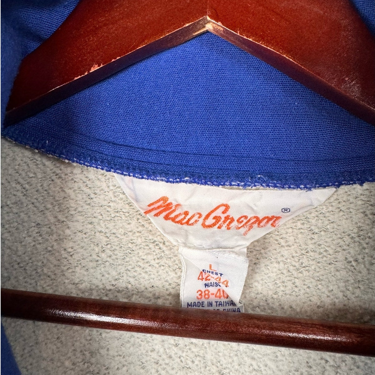 VTG 80s MacGregor Q Zip Sweatshirt Mens Sz L Gray Blue Pullover Sports Athletics