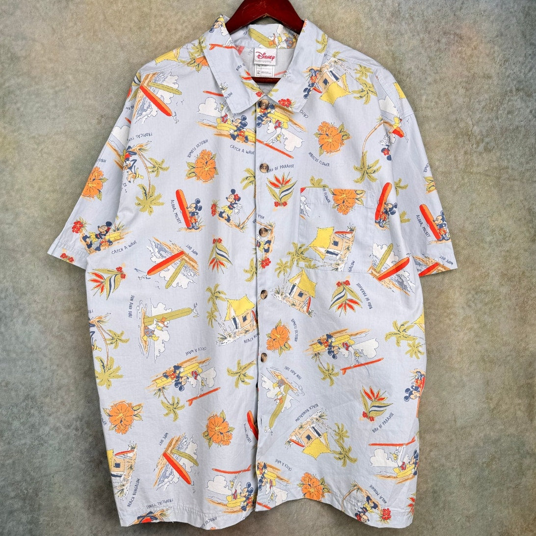 Y2K Disney Hawaiian Button Up Shirt XL