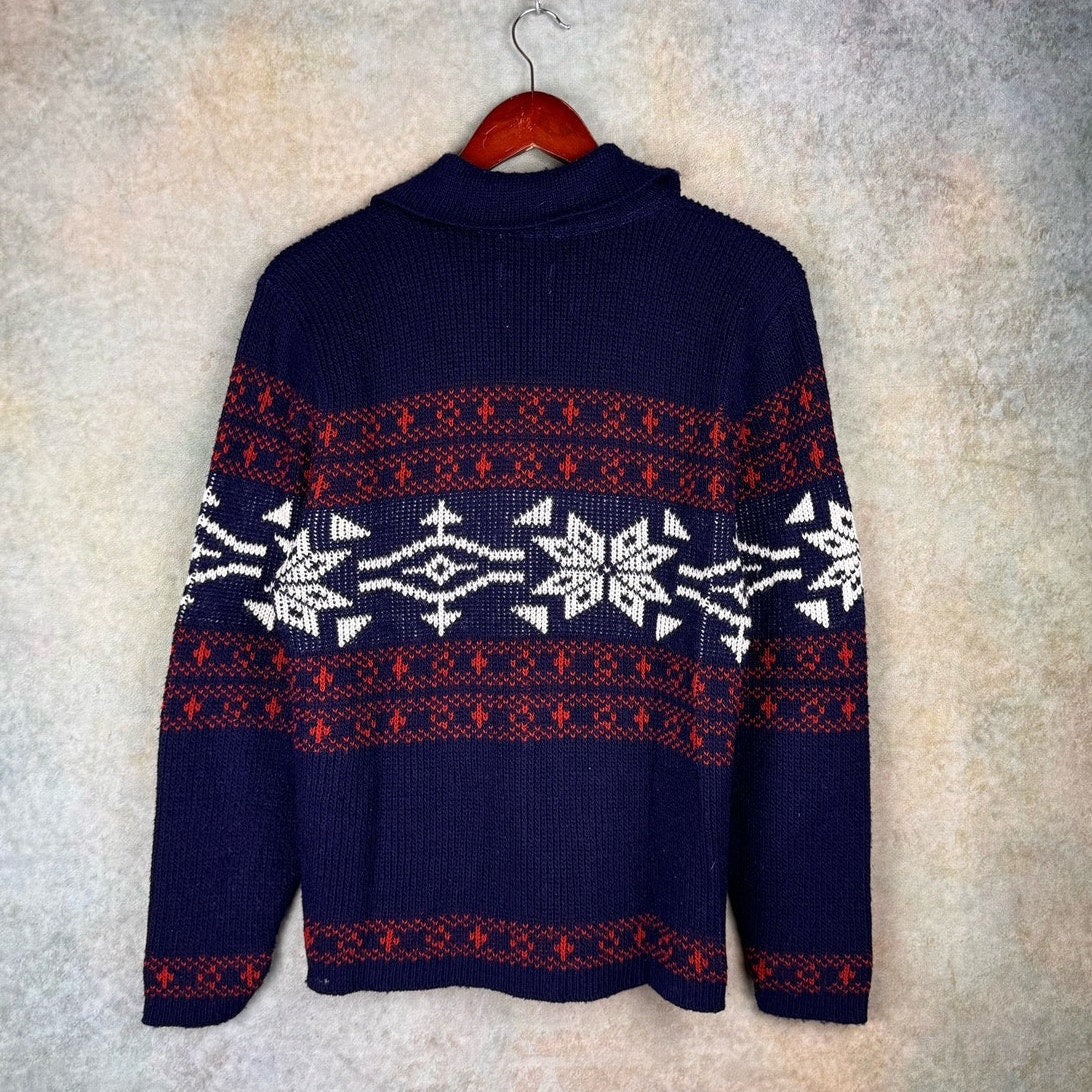 VTG 80s Knit Full Zip Jacket M