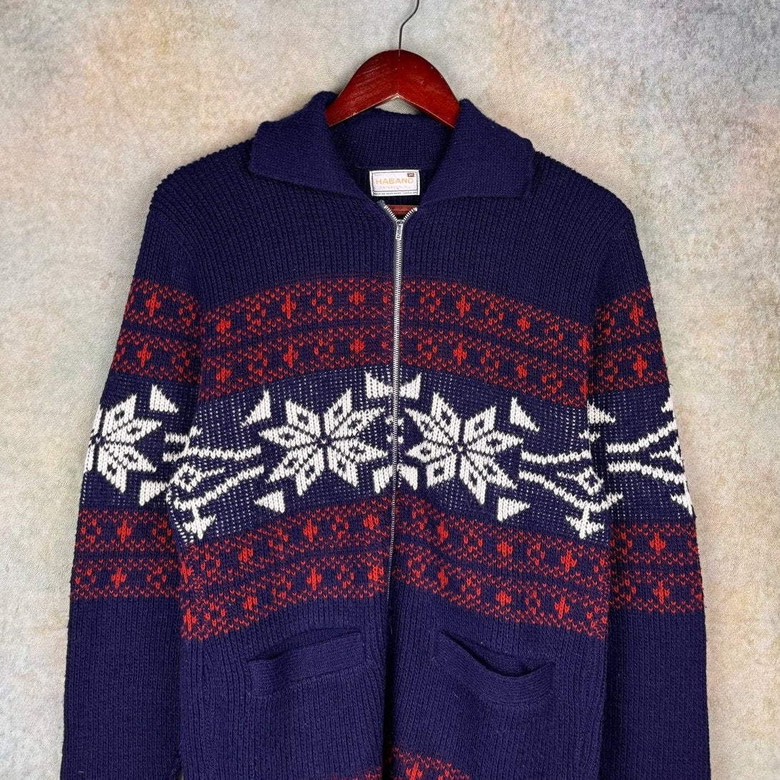 VTG 80s Knit Full Zip Jacket M