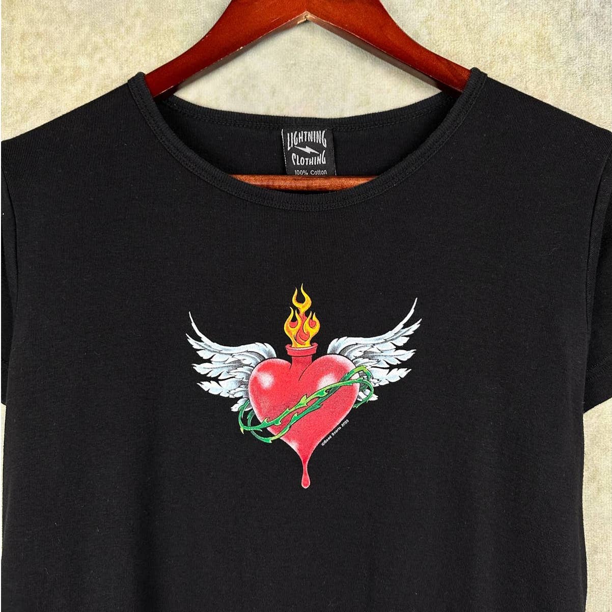 Y2K Heart Baby T Shirt L
