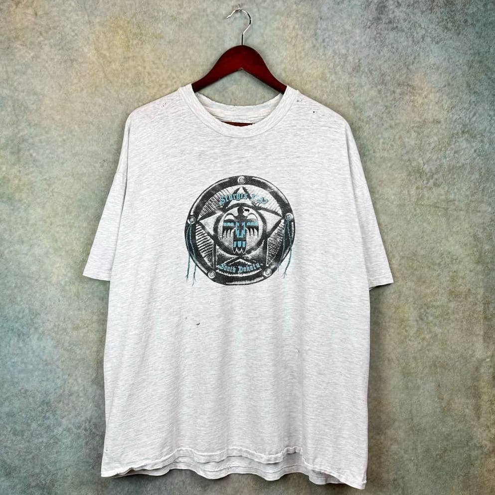 Vintage 90s Sturgis Biker T Shirt Size XXL Gray Motorcycle Bike Week