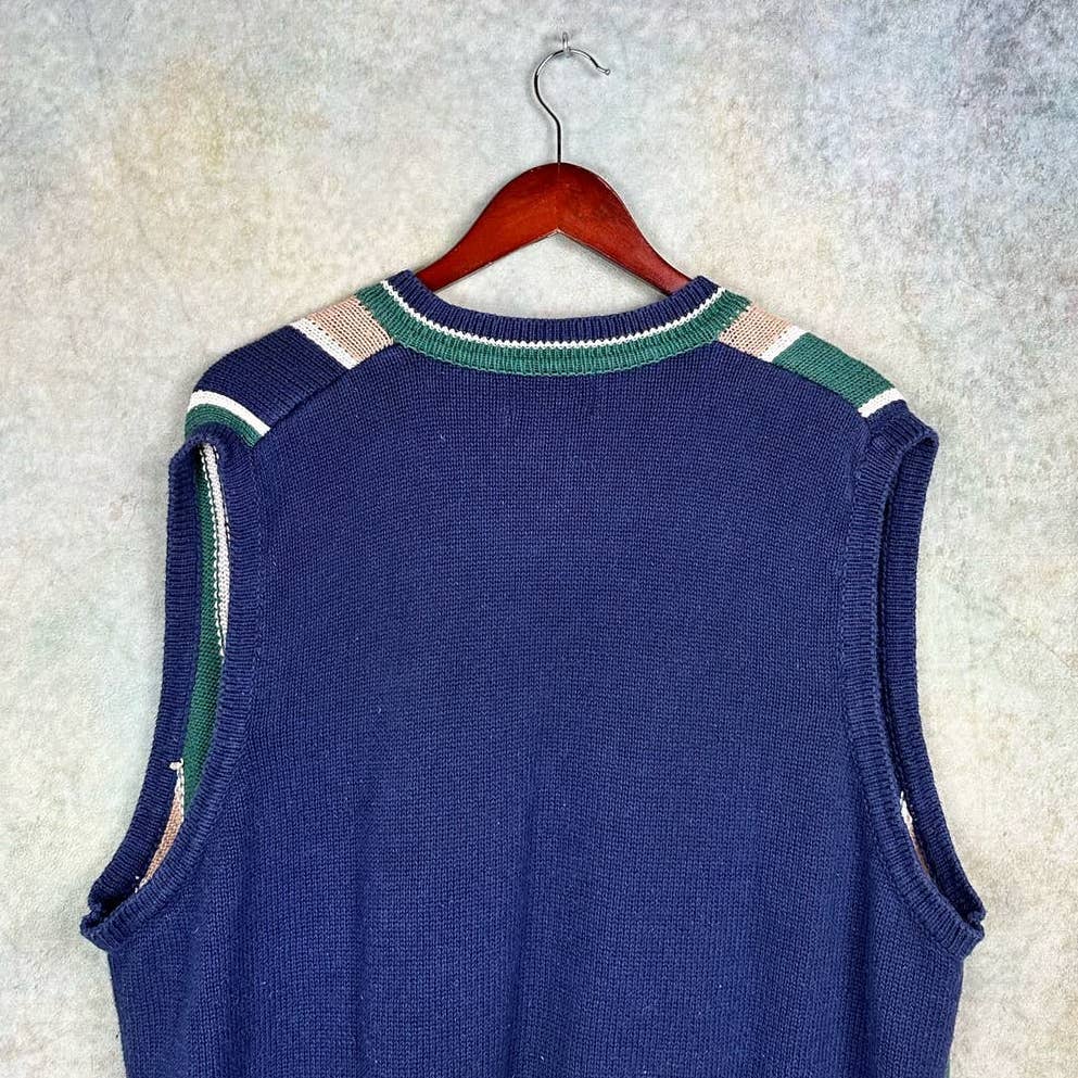 Vintage Knit Striped Sweater Vest XL