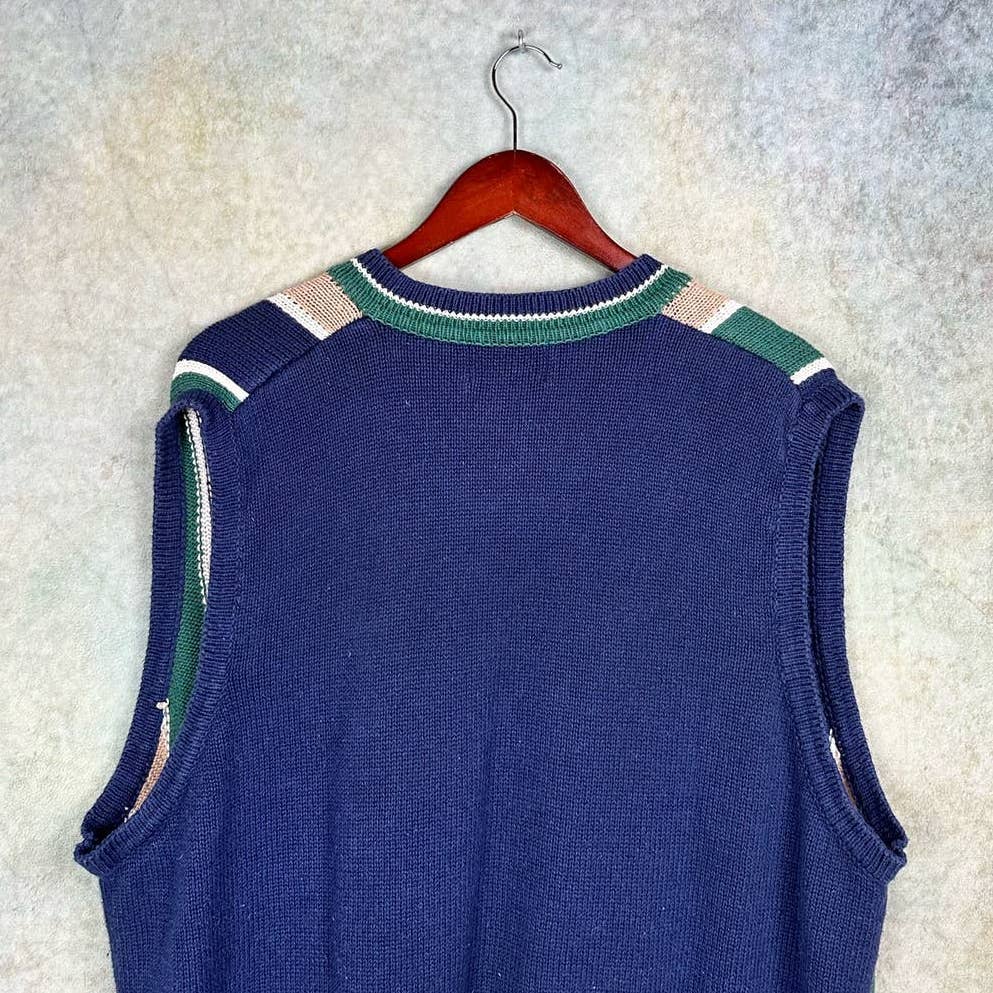 Vintage Knit Striped Sweater Vest XL