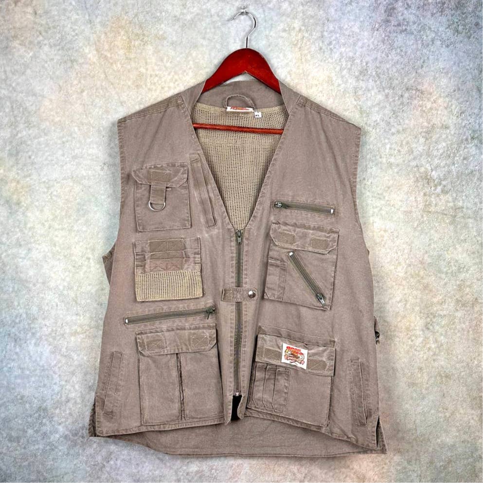 Karl Kani Neon Yellow Denim Utility Vest Retro 90's Men's
