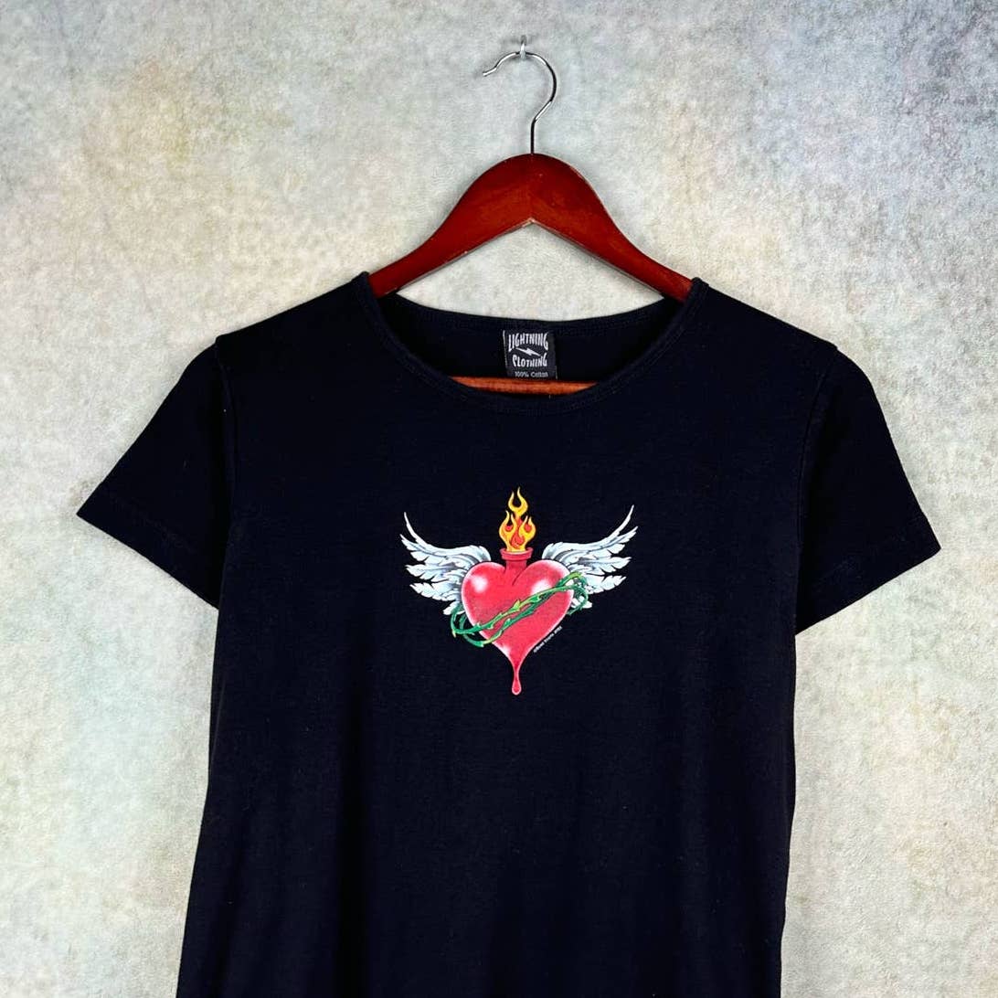 Y2K Heart Baby T Shirt L