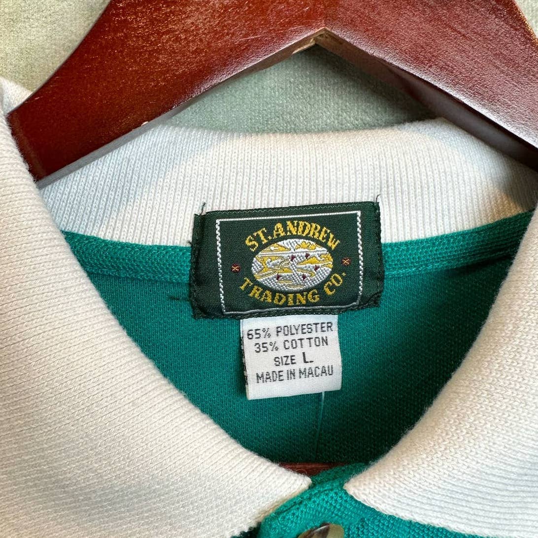 Vintage Color Block Polo Shirt L