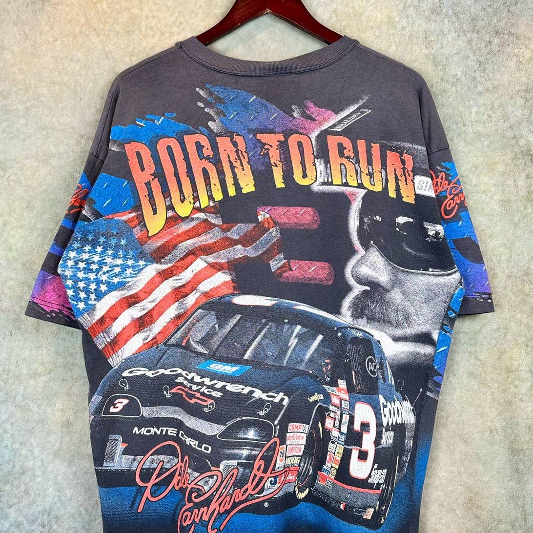 Vintage Dale Earnhardt All Over Print Nascar Racing T Shirt L