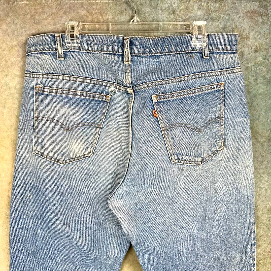 Vintage 80s Levis 505 Denim Jeans 34 x 32 Orange Tab