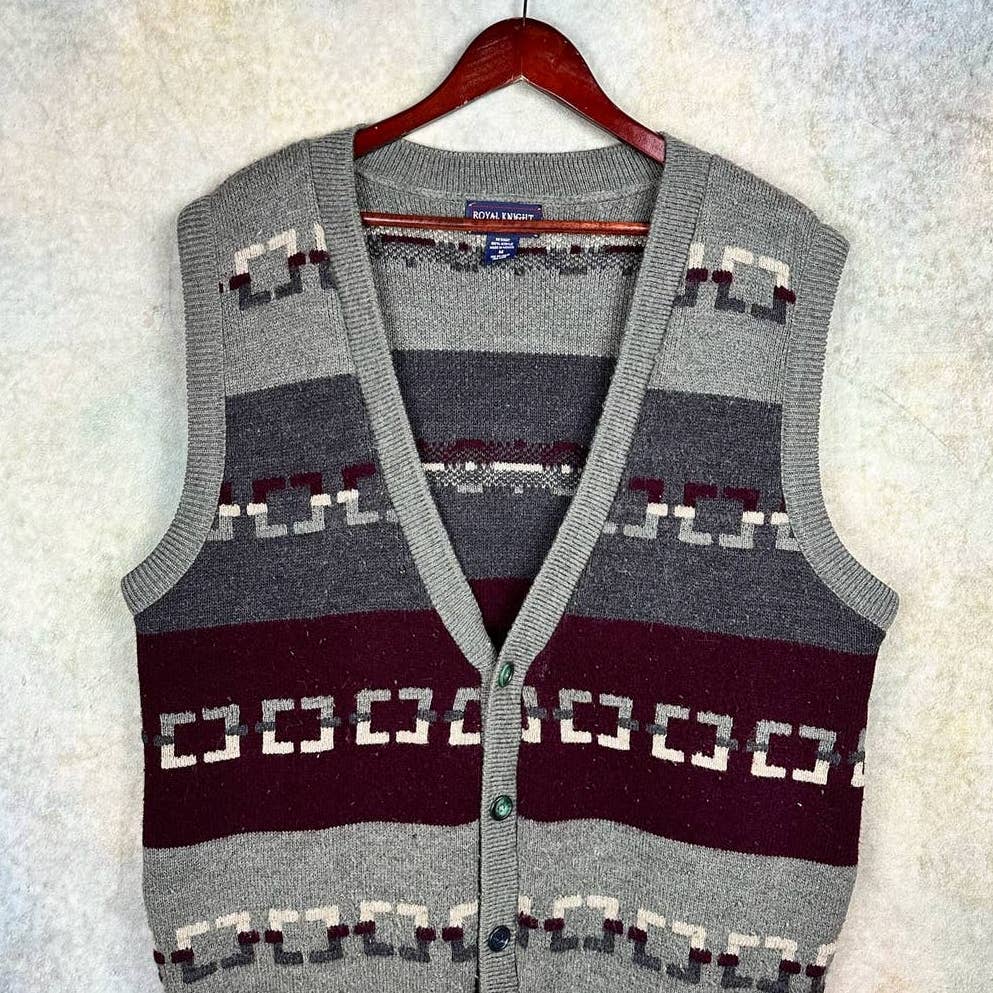 Vintage 90s Knit Cardigan Vest M