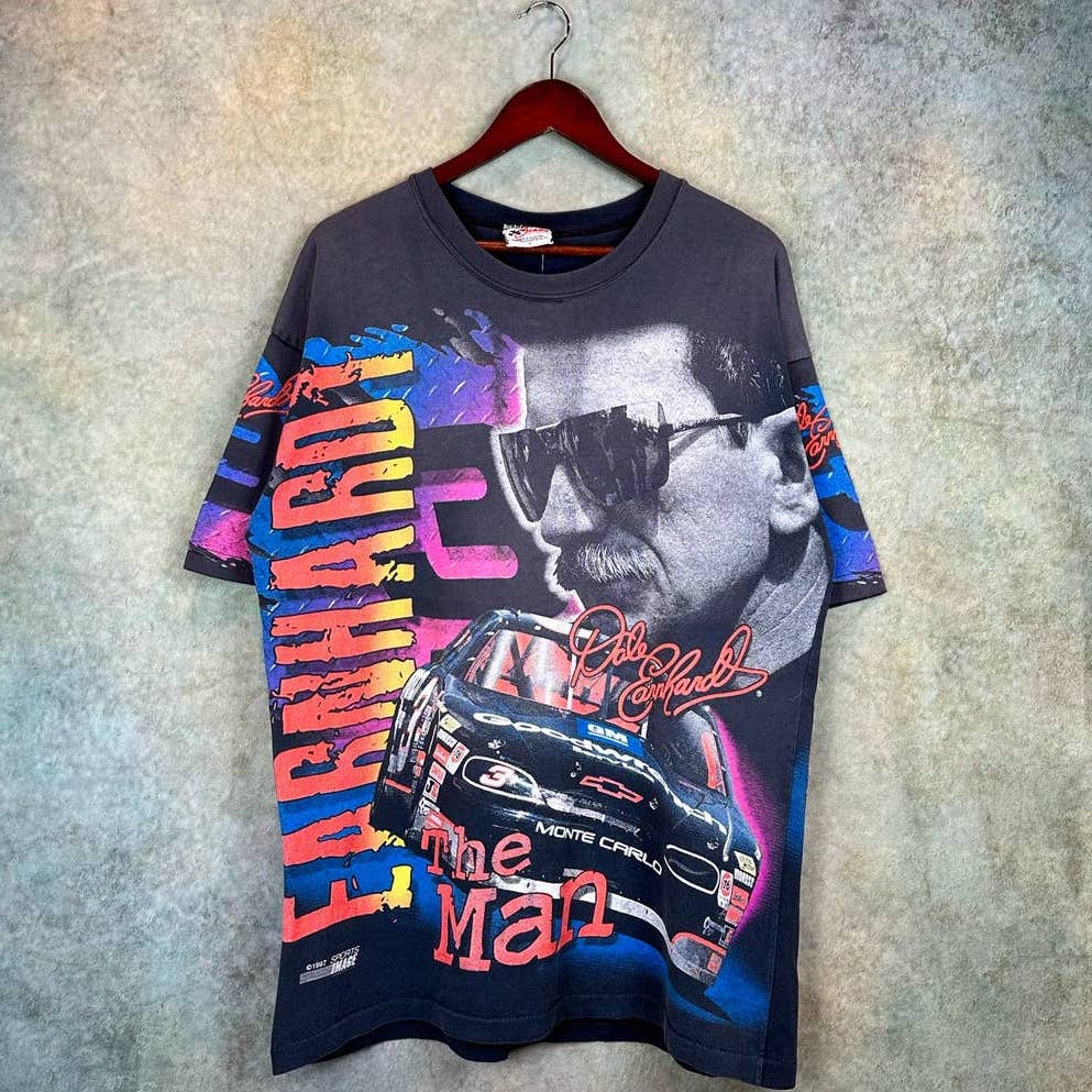 Vintage Dale Earnhardt All Over Print Nascar Racing T Shirt L
