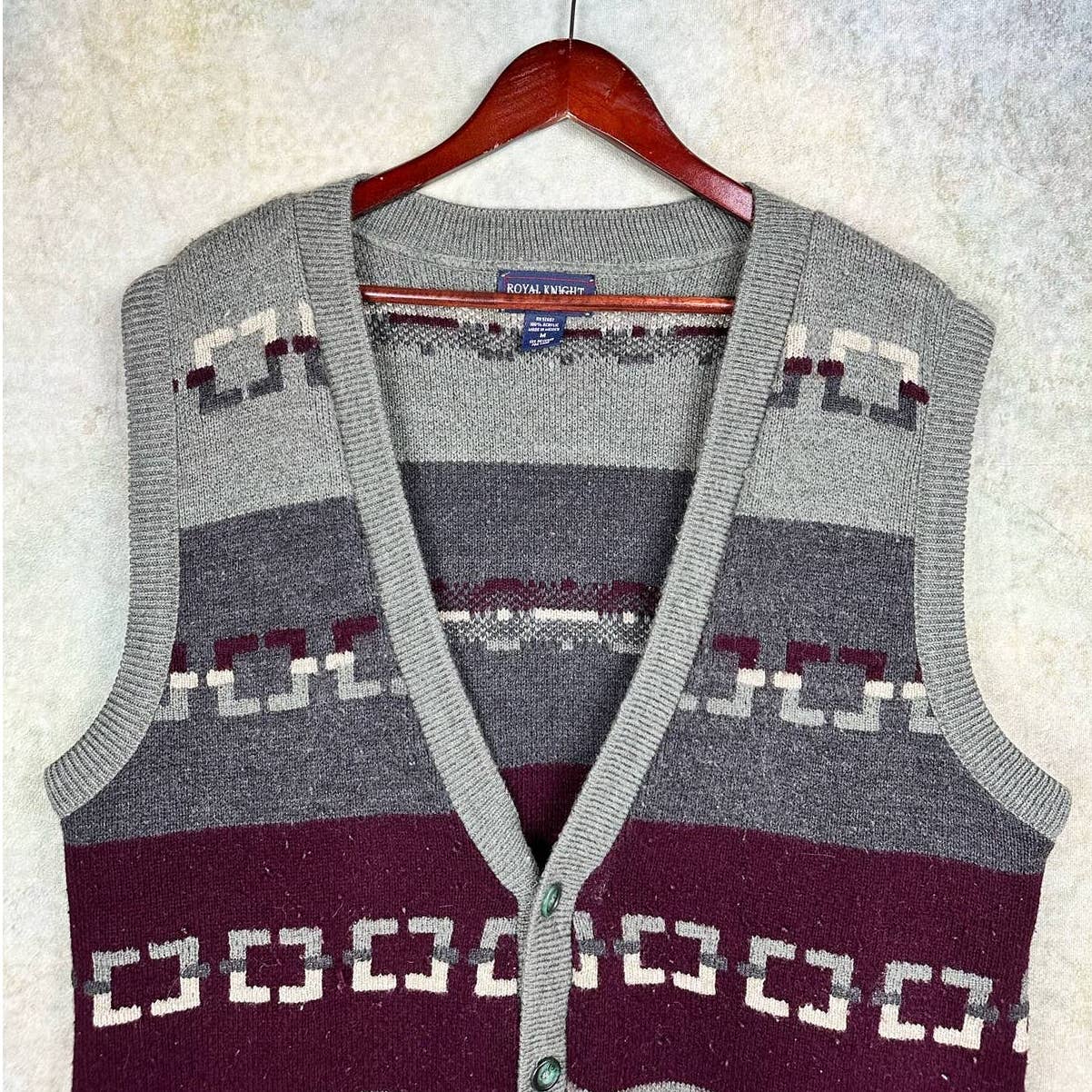 Vintage 90s Knit Cardigan Vest M