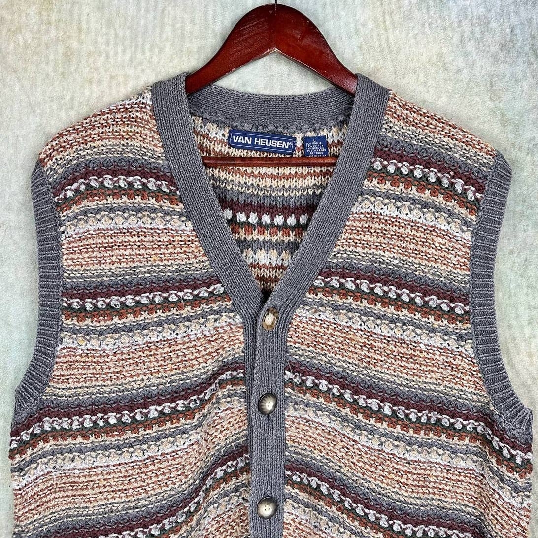 Vintage Knit Cardigan Vest L