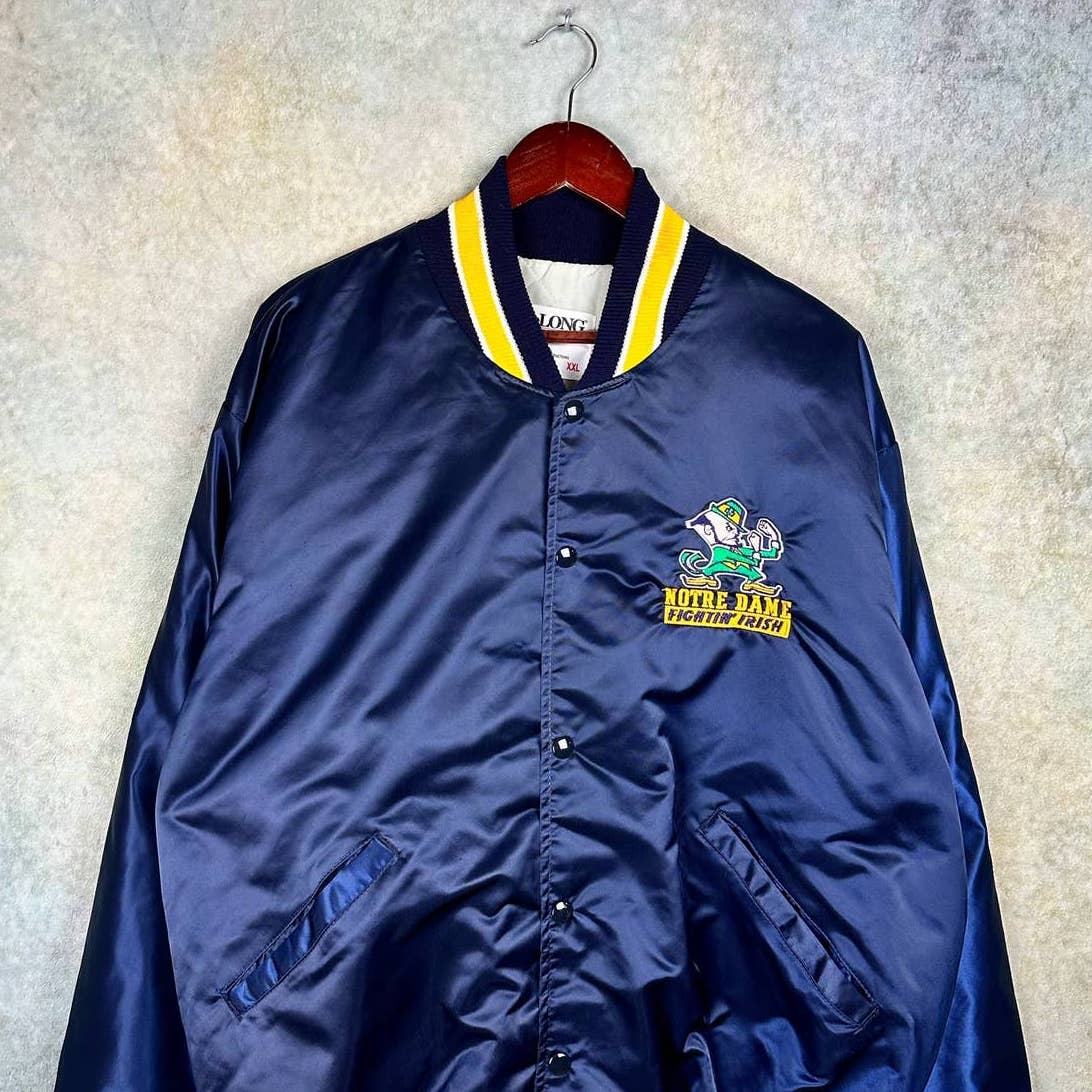 Vintage Notre Dame Satin Bomber Jacket XXL